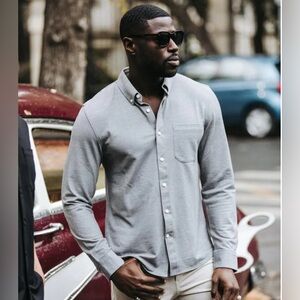 Western Rise Limitless Merino Wool Blend Shirt Concrete Heather Grey Men Medium